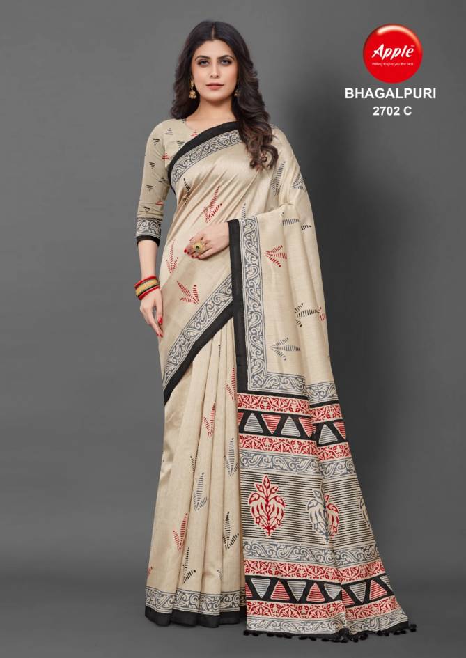 Apple Bhagalpuri 2702 Casual Wear Wholesale Bhagalpuri Silk Sarees

